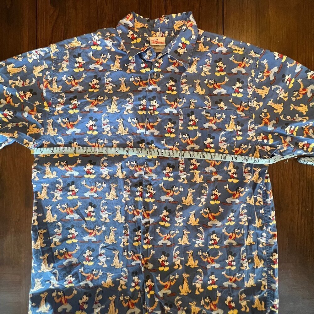 The Disney Store Vintage Blue Short Sleeve Button Down Shirt, Size Medium - Picture 10 of 10